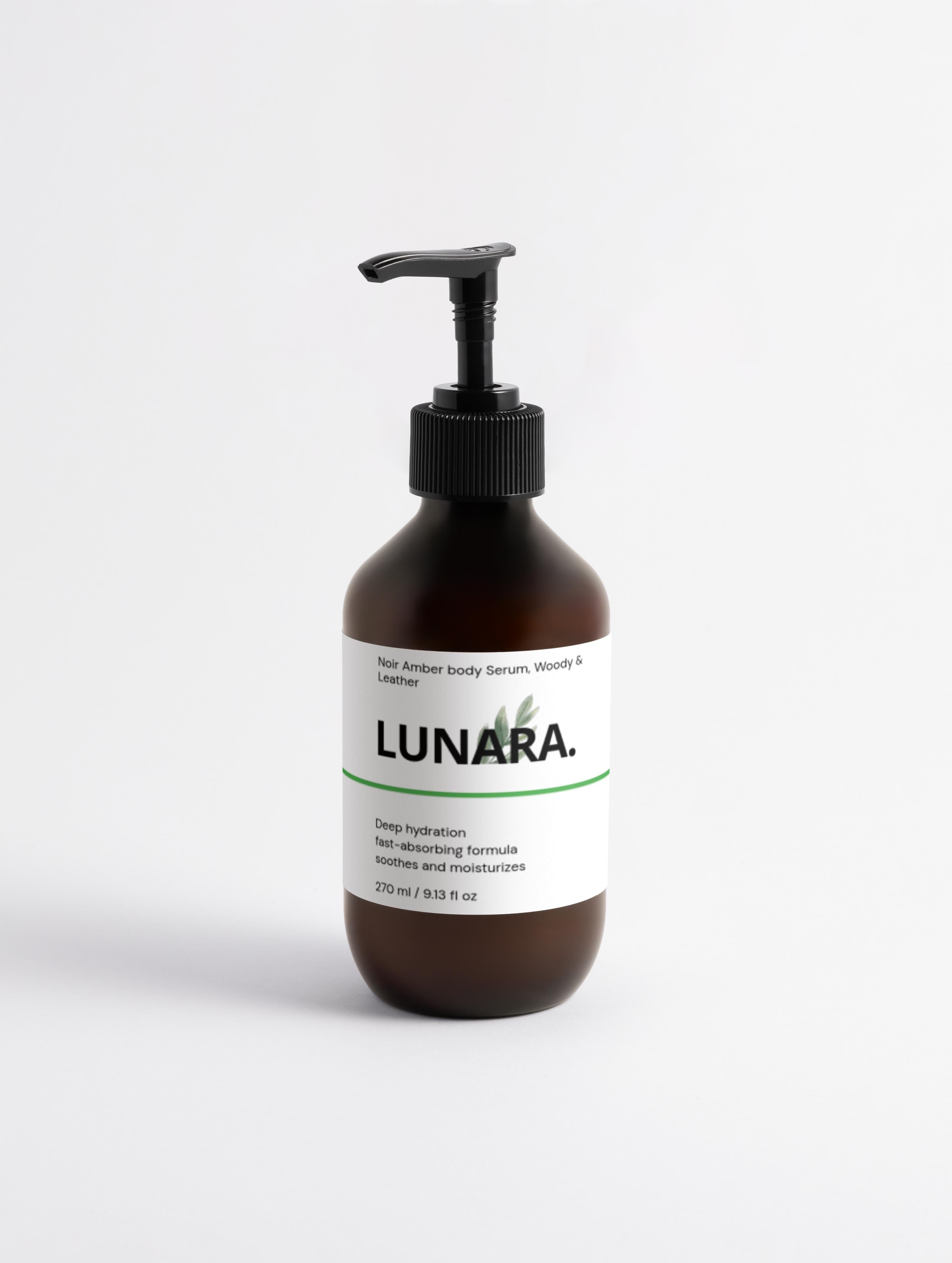 LUNARA- Noir Amber body Serum, woody & leather - 270 ml